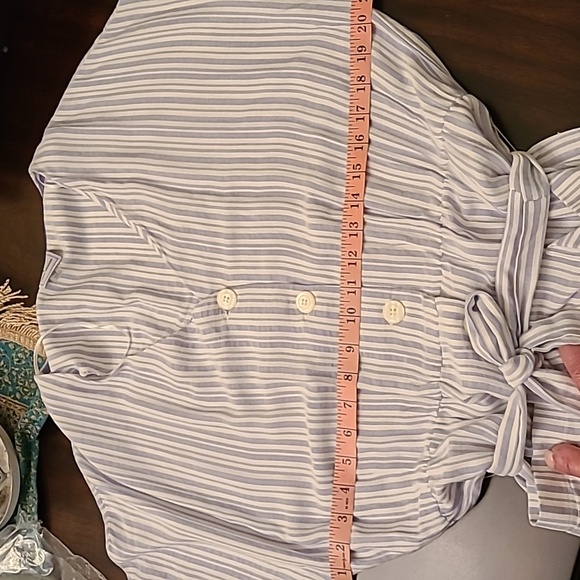 V BY VIOLET WEEKEND Women's Blue/White Striped Jumpsuit - Size 12 - Picture 14 of 15